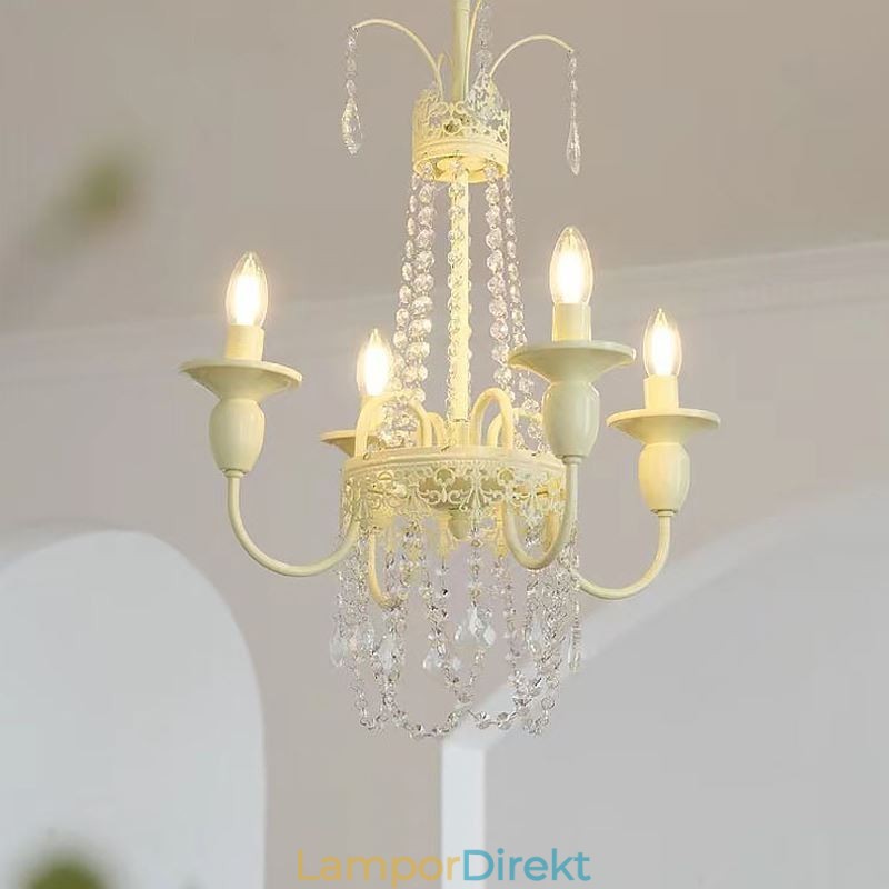 Nordic Crystal Chandelier Paint Craft Cream Taklampa