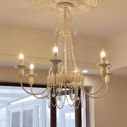 Nordic Crystal Chandelier Paint Craft Cream Taklampa
