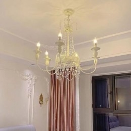 Nordic Crystal Chandelier Paint Craft Cream Taklampa