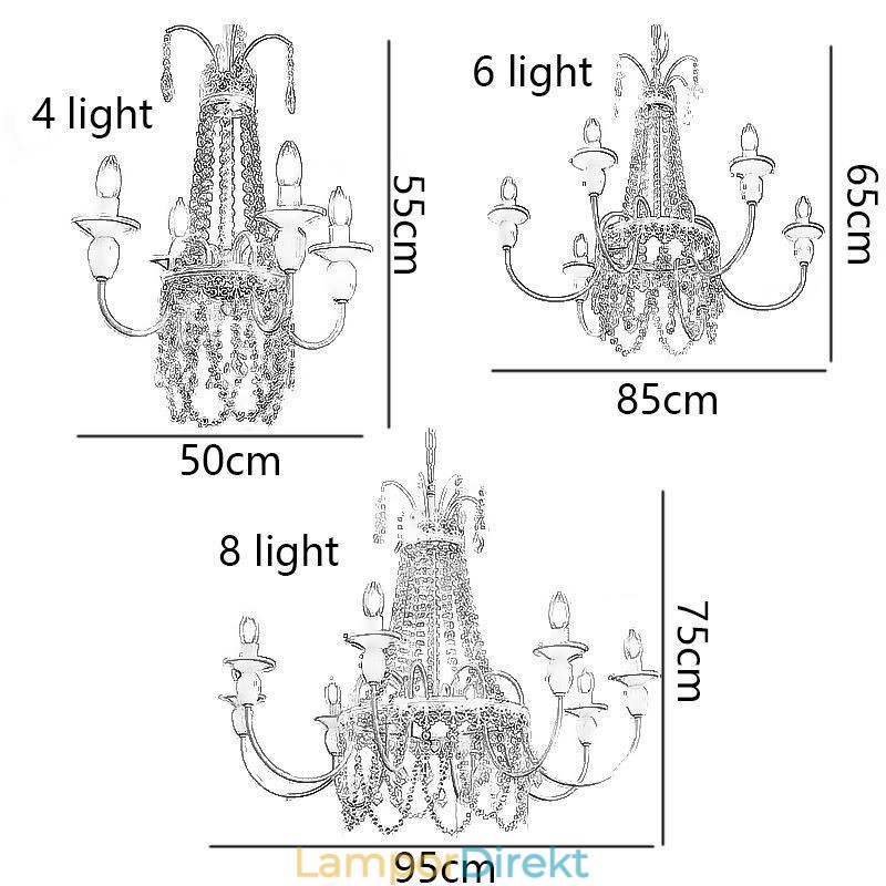Nordic Crystal Chandelier Paint Craft Cream Taklampa