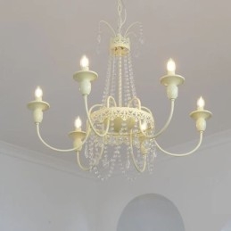 Nordic Crystal Chandelier Paint Craft Cream Taklampa