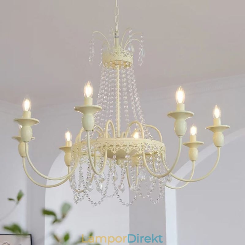 Nordic Crystal Chandelier Paint Craft Cream Taklampa