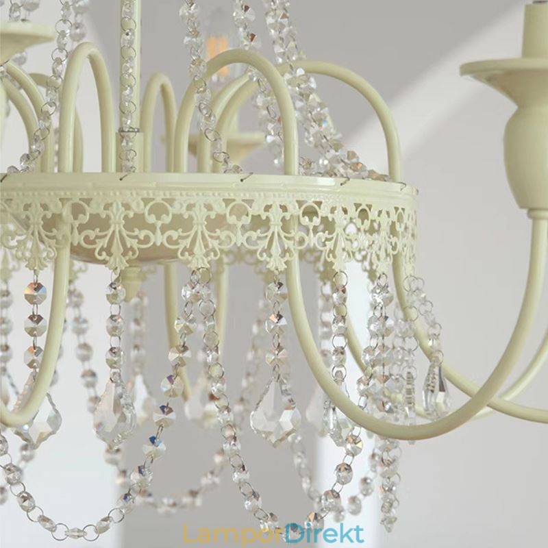 Nordic Crystal Chandelier Paint Craft Cream Taklampa