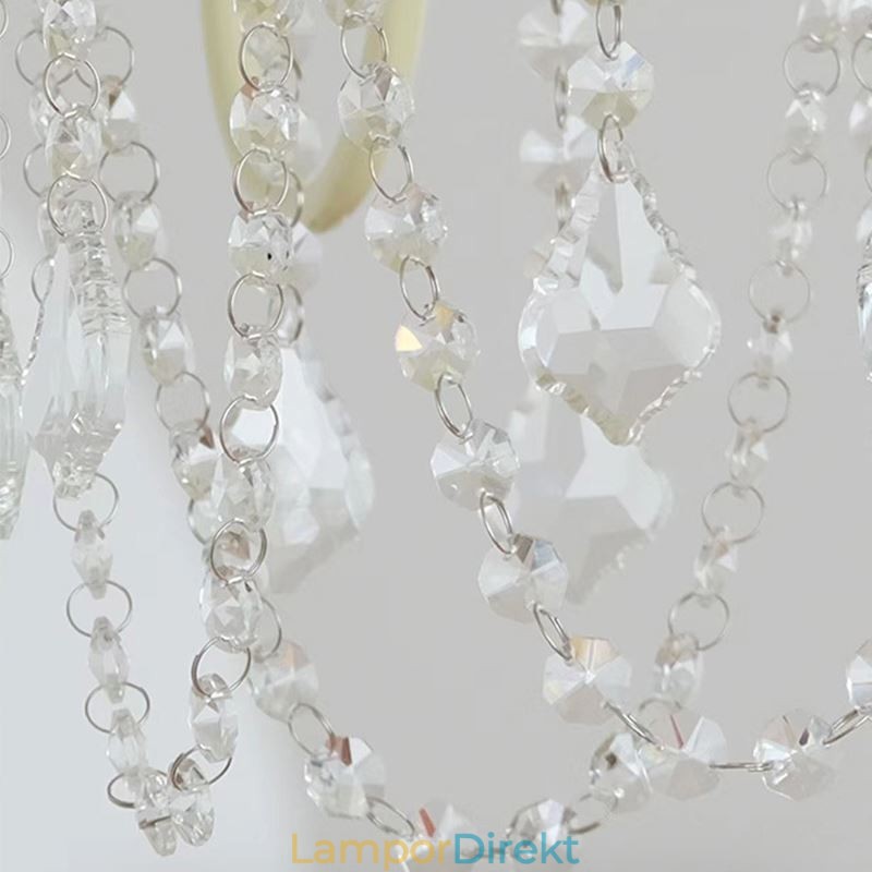 Nordic Crystal Chandelier Paint Craft Cream Taklampa