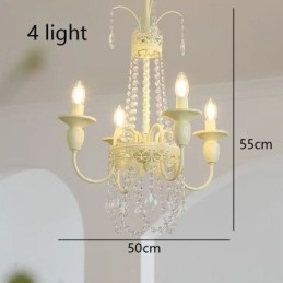 Nordic Crystal Chandelier Paint Craft Cream Taklampa
