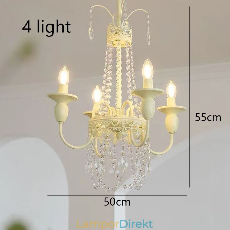 Nordic Crystal Chandelier Paint Craft Cream Taklampa