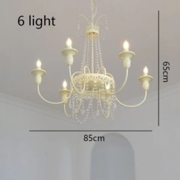 Nordic Crystal Chandelier Paint Craft Cream Taklampa