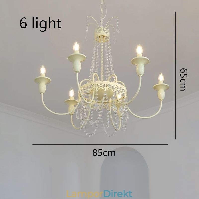 Nordic Crystal Chandelier Paint Craft Cream Taklampa