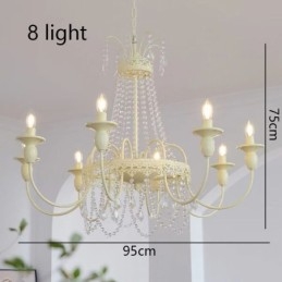 Nordic Crystal Chandelier Paint Craft Cream Taklampa