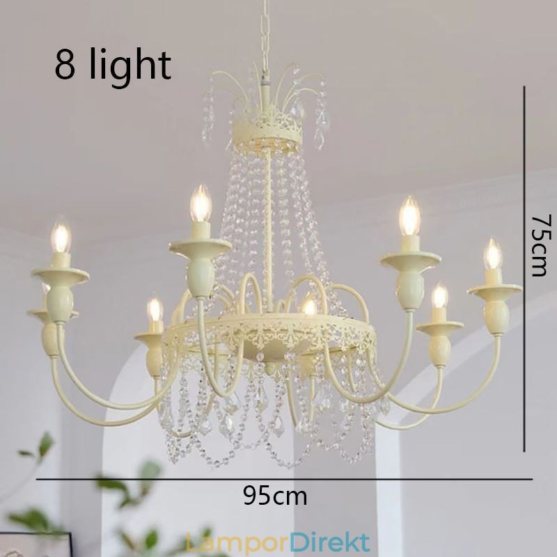 Nordic Crystal Chandelier Paint Craft Cream Taklampa