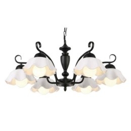 Nordic Iron Pendelljus Blomformig Glas Lampskärm Ljuskrona