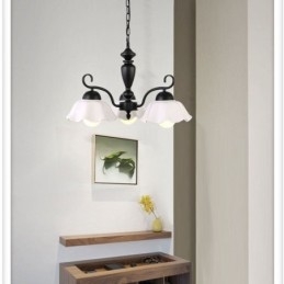 Nordic Iron Pendelljus Blomformig Glas Lampskärm Ljuskrona