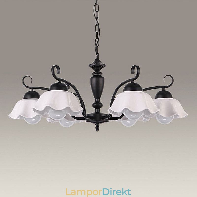 Nordic Iron Pendelljus Blomformig Glas Lampskärm Ljuskrona