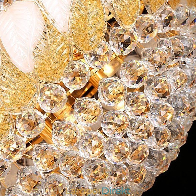 Stor Lyxig Kristallkrona Taklampa I Europeiskt Guld