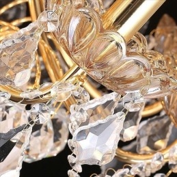 Stor Lyxig Kristallkrona Taklampa I Europeiskt Guld