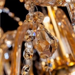 Europeisk Kristallkrona Elegant Stor Taklampa Bärnsten