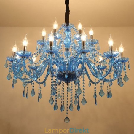 Stor Kristallkrona Europeisk Hängsmycke Ljusblå Färg Estetisk