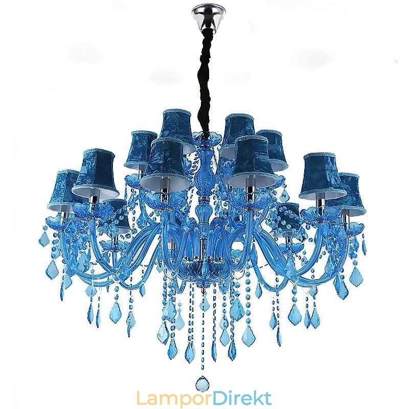 Stor Kristallkrona Europeisk Hängsmycke Ljusblå Färg Estetisk