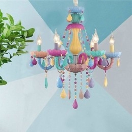 Europeisk Färgglad Kristallkrona Macaron Hänglampa