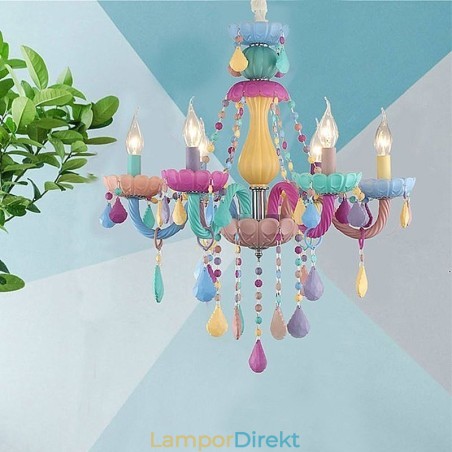 Europeisk Färgglad Kristallkrona Macaron Hänglampa Europeisk Färgglad Kristallkrona Macaron Hänglampa