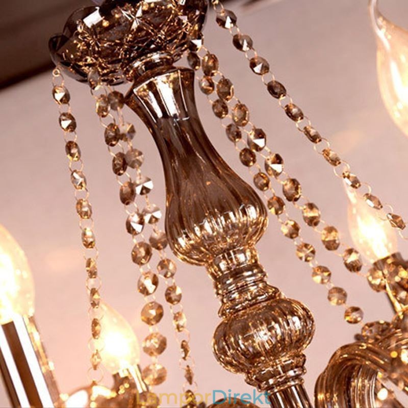Stor Europeisk Kristallkrona Elegant Taklampa