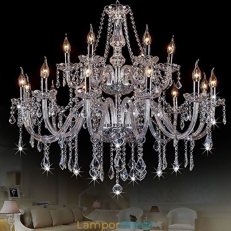 Europeisk Kristallkrona Transparent Pendel Light