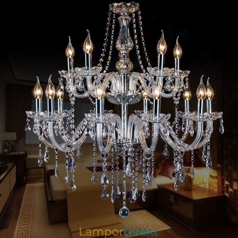 Europeisk Kristallkrona Transparent Pendel Light