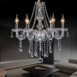 Stor Europeisk Kristallkrona Transparent Taklampa
