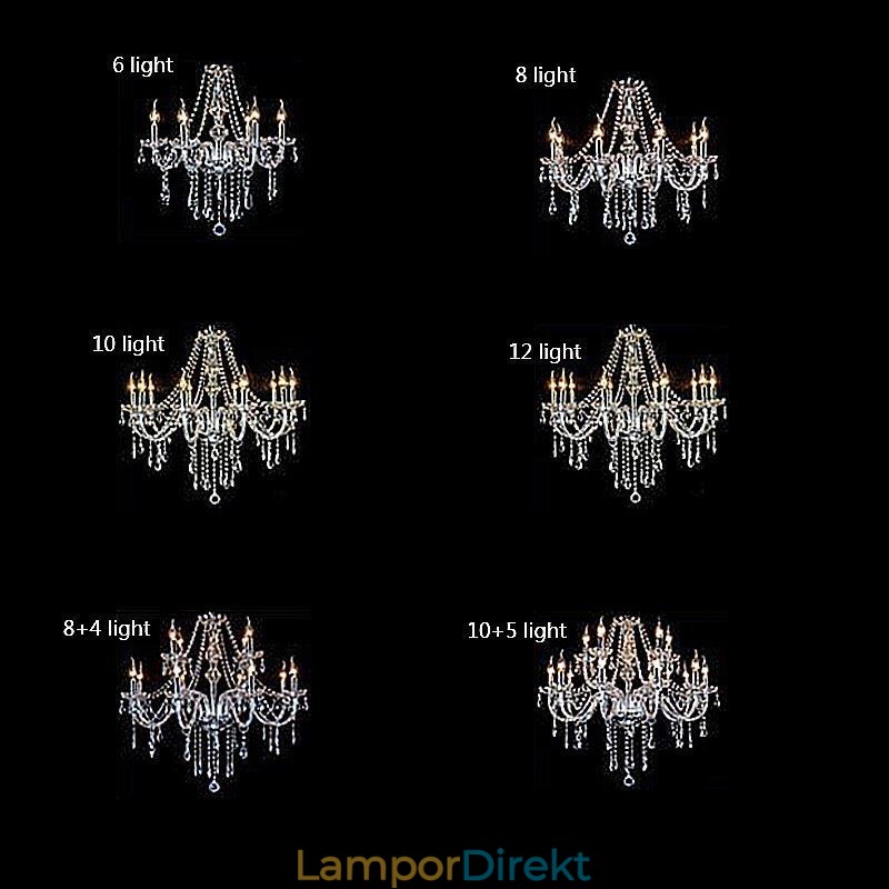 Stor Europeisk Kristallkrona Transparent Taklampa