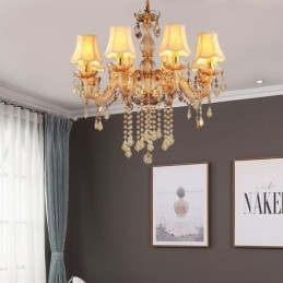 Europeisk Kristallkrona Elegant Bärnstenslampa