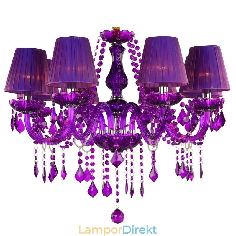 Elegant Kristallkrona Lila Taklampa I Europeisk Stil