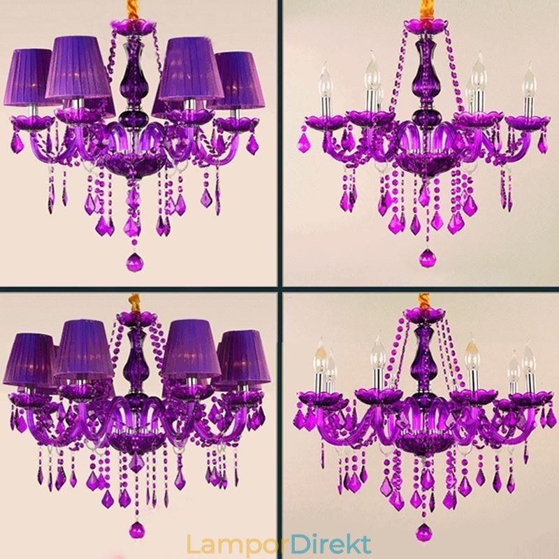 Elegant Kristallkrona Lila Taklampa I Europeisk Stil