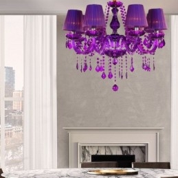 Elegant Kristallkrona Lila Taklampa I Europeisk Stil