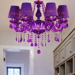 Elegant Kristallkrona Lila Taklampa I Europeisk Stil