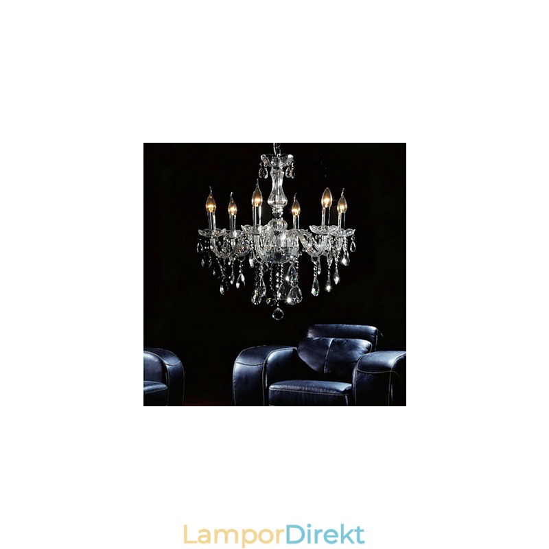 Elegant Kristallkrona Med 6 Lampor