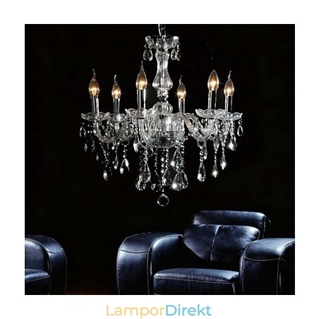 Elegant Kristallkrona Med 6 Lampor Elegant Kristallkrona Med 6 Lampor