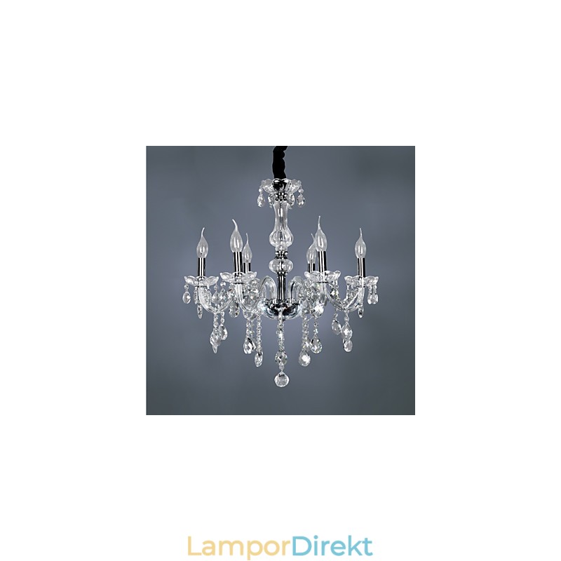 Elegant Kristallkrona Med 6 Lampor