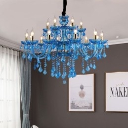 Elegant Kristallkrona Europeisk Blå Taklampa