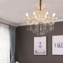 Elegant Kristallkrona Europeisk Vit Färg Pendellampa