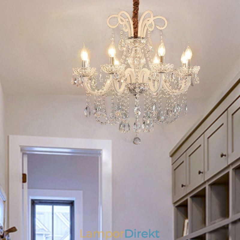 Elegant Kristallkrona Europeisk Vit Färg Pendellampa