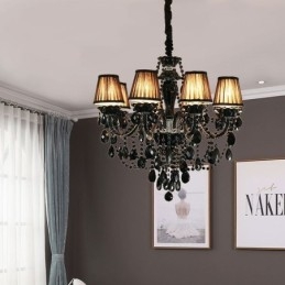 Lyxig Kristallkrona Europeisk Svart 10 Lampor