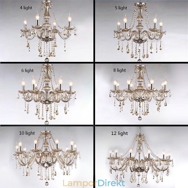 Kristallkrona Europeisk Cognac Färg Glas Taklampa