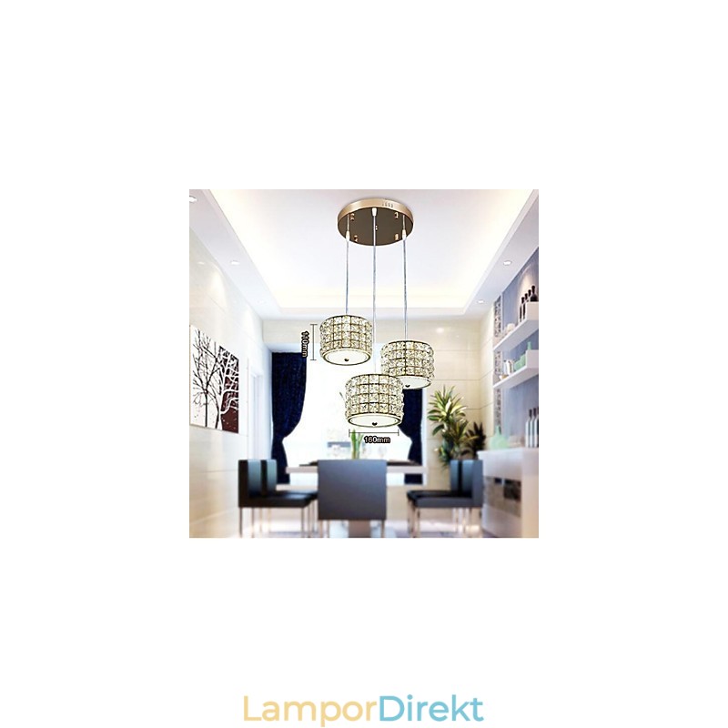 Single 3 Light Crystal Pendel Light Droplight