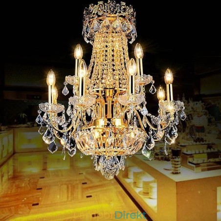 Europeisk Lyx Kristallkrona Duplex Stair Pendellampa Europeisk Lyx Kristallkrona Duplex Stair Pendellampa