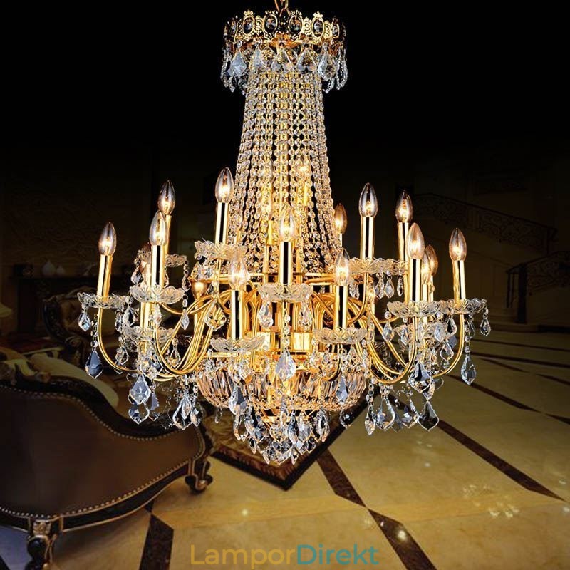 Europeisk Lyx Kristallkrona Duplex Stair Pendellampa