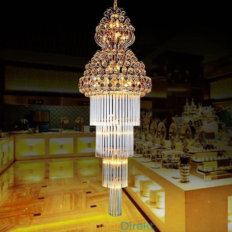 Retro Crystal Empire Ljuskrona Lyxigt Långt Hänge