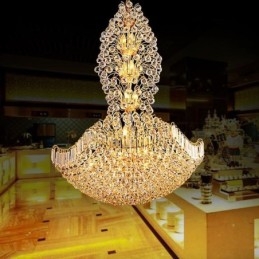 Europeiska Crystal Empire Ljuskrona Stor Guldfärgad Pendellampa