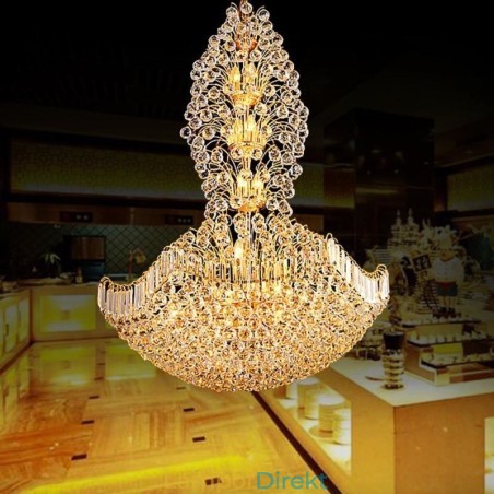 Europeiska Crystal Empire Ljuskrona Stor Guldfärgad Pendellampa Europeiska Crystal Empire Ljuskrona Stor Guldfärgad Pendellampa