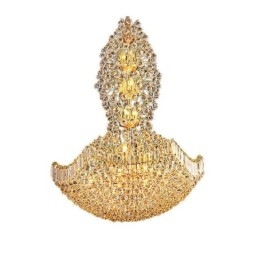 Europeiska Crystal Empire Ljuskrona Stor Guldfärgad Pendellampa
