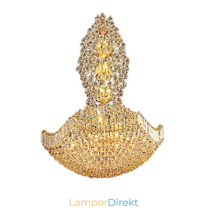 Europeiska Crystal Empire Ljuskrona Stor Guldfärgad Pendellampa